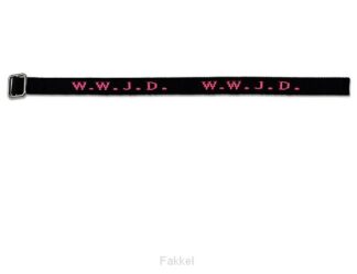 product afbeelding voor: Armband WWJD Zwart/Neon Pink