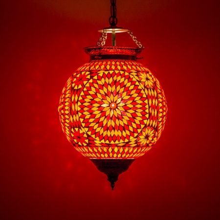 Oosterse lamp mozaïek rood oranje Marokkaanse hanglamp