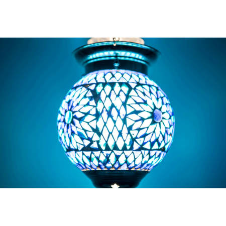 Oosterse lamp glasmozaïek blauw hanglampen