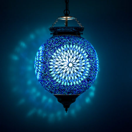 Oosterse hanglamp blauw mozaiek Oosterse inrichting Arabische lampen