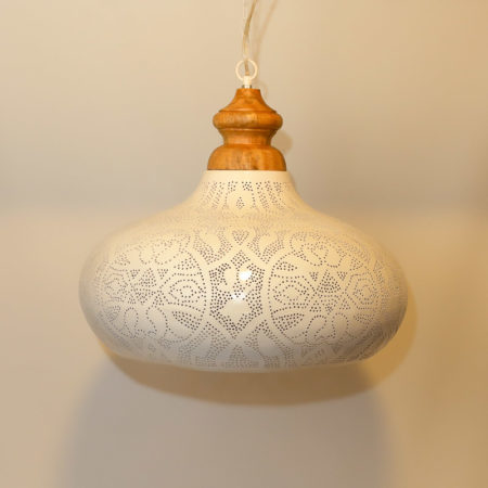 Arabische hanglamp | Marokkaanse lampen | Wit goud | Filigrain | Gaatjes lamp