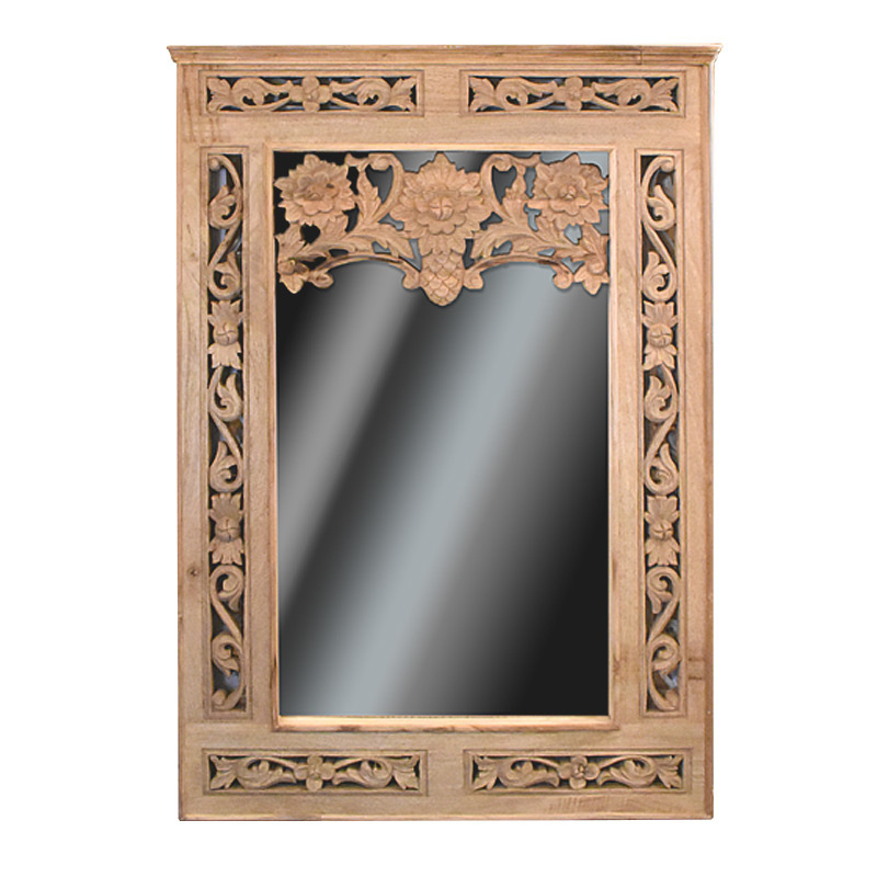 expositie Manga weduwe Oosterse spiegel met prachtig houtsnijwerk | Modern Oosters interieur