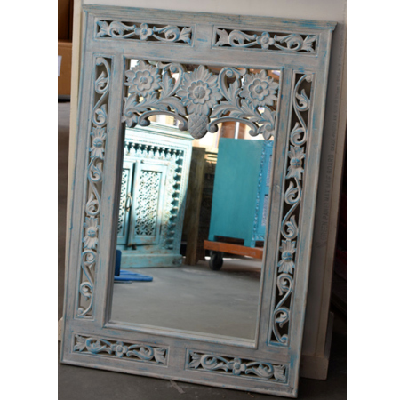 Oosterse spiegel | Blauw | Houtsnijwerk | Marokkaanse spiegels | Arabische inrichting