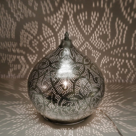 Oosterse tafellamp | Arabisch filigrain | Marokkaanse tafellamp | Vintage zilver | Oosterse lampen