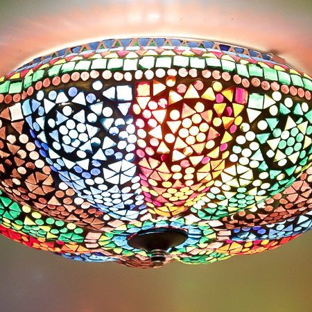 Oosterse plafonniere | Mozaiek | Multi-colour | Glasmoziek | Oosterse lampen | Plafondlamp | Kalini