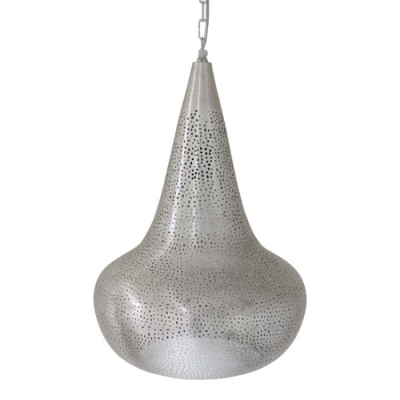Marokkaanse hanglamp | Zilver | Handgemaakt in Marokko | Oosterse hanglamp met gaatjes | Scherpste prijzen nu bij Kalini